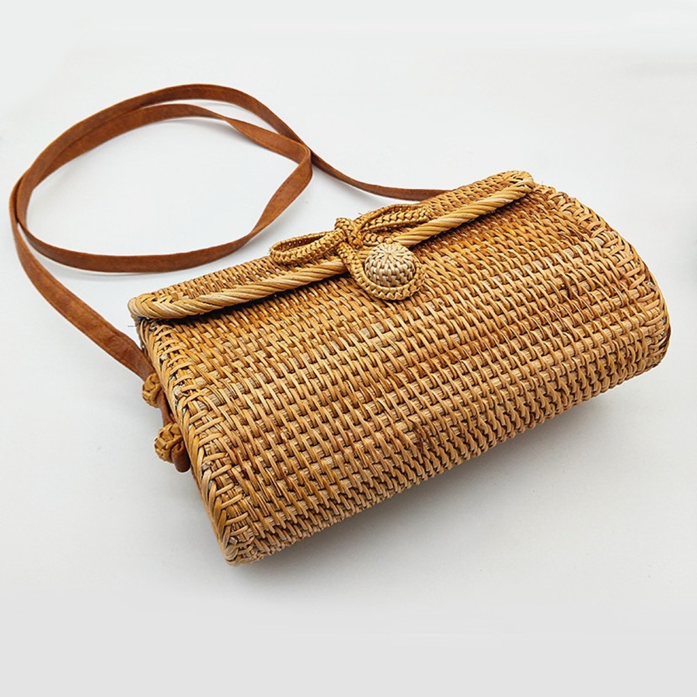 Chic Woven Tan Clutch